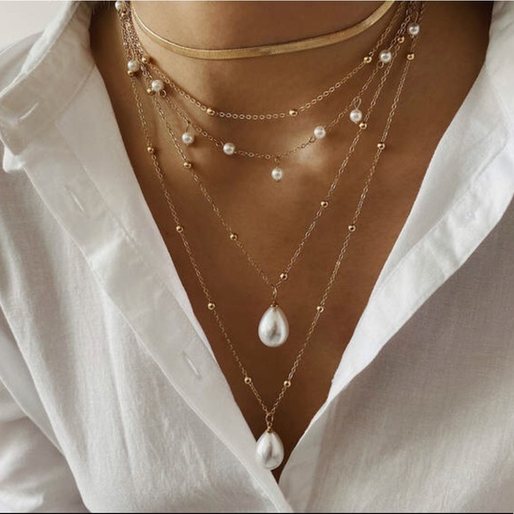 Pearls Layered Adjustable Necklace New - Picture 2 of 8